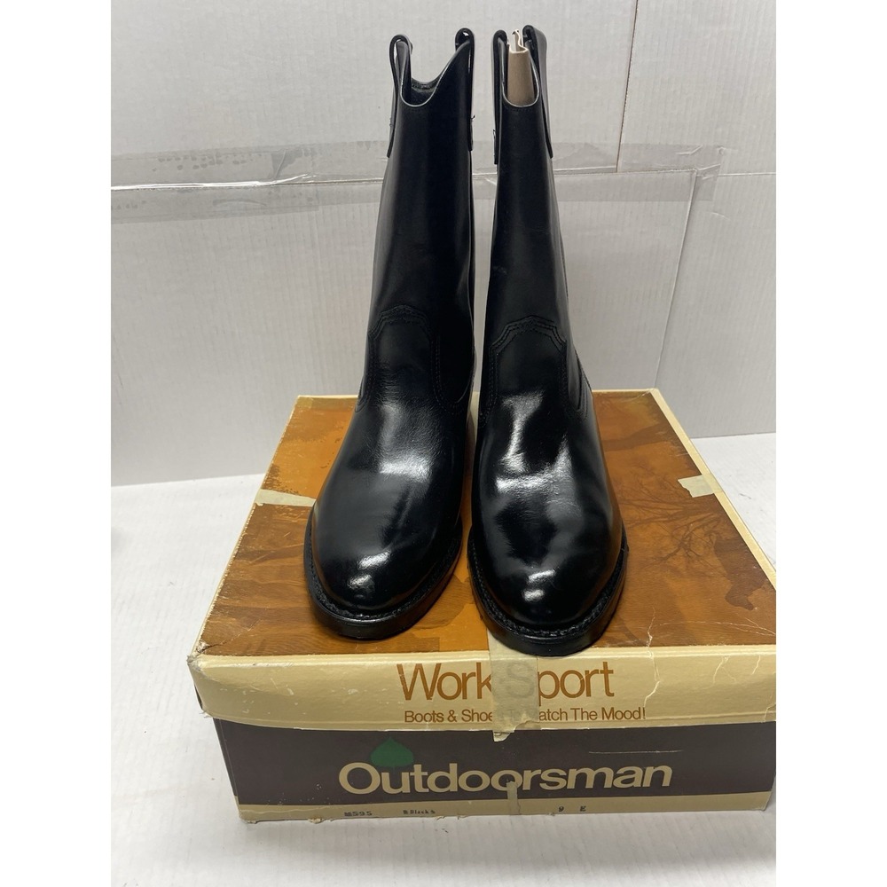 Vintage NOS Outdoorsman Work Sport Black Western Boots Men's Size 9 E NEW